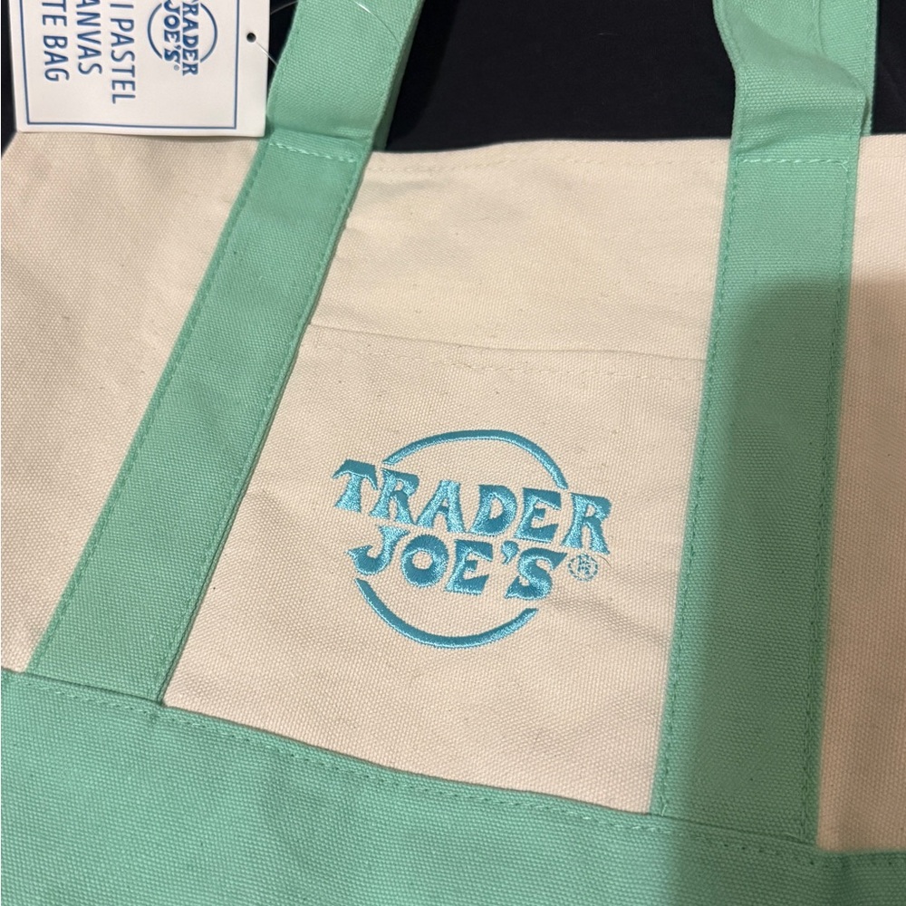 Trader Joe's Canvas mini Tote Bag - mint green